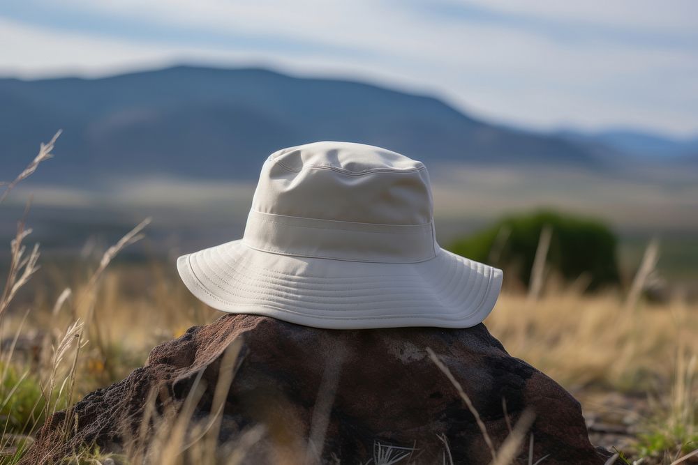 Bucket hat  landscape mountain headwear.