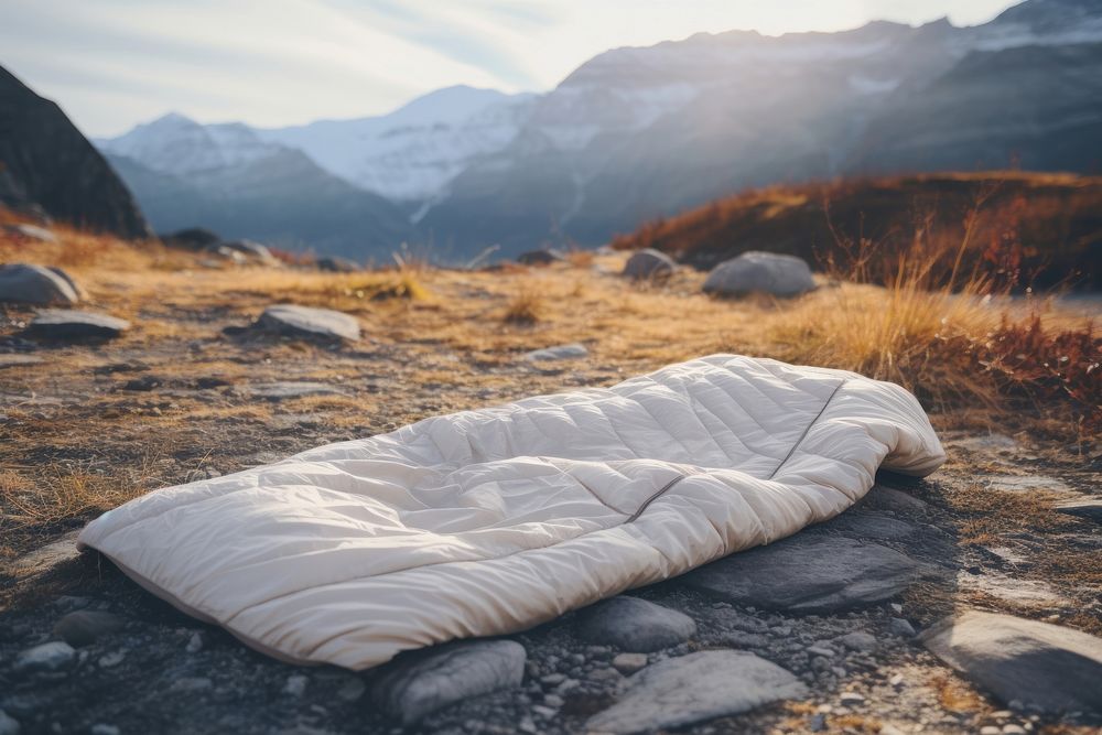 Camping sleeping bag  landscape furniture mountain.