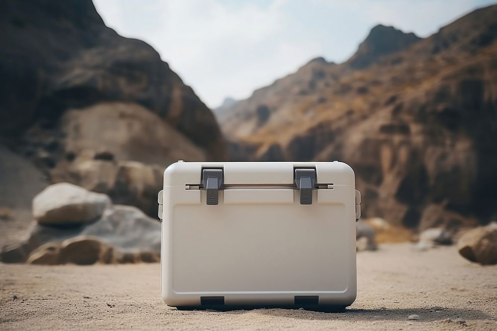 Cooler tank  landscape mountain suitcase.