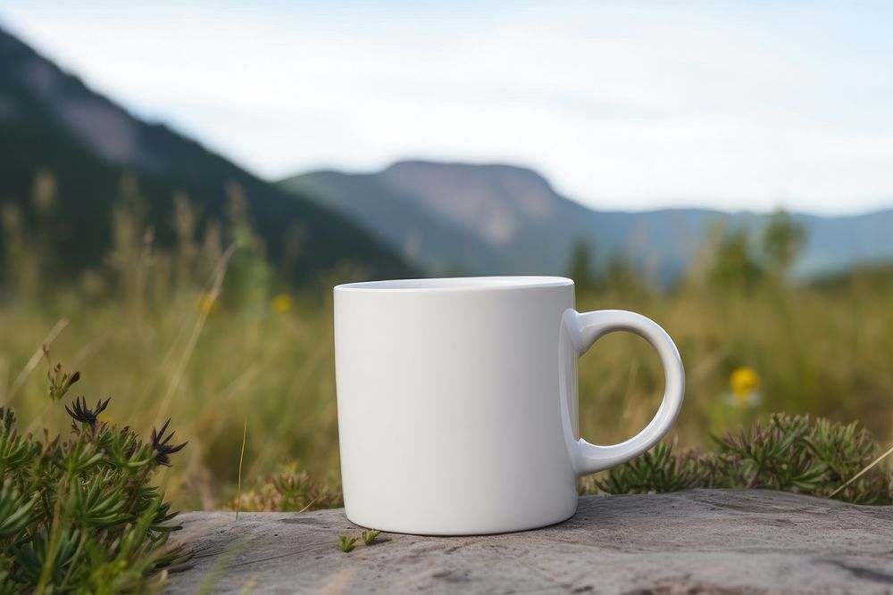 Coffee cup  landscape mountain drink.