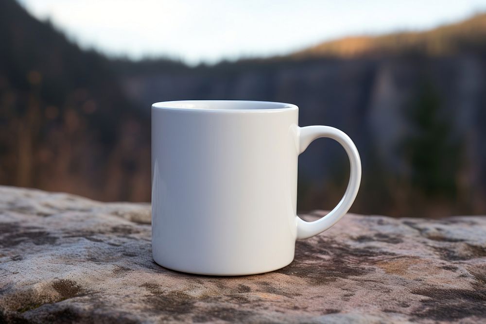 Mug  mountain coffee drink.