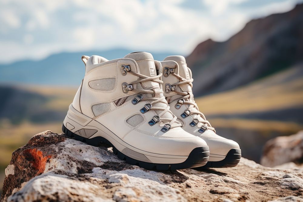 Hiking boots  footwear mountain white.