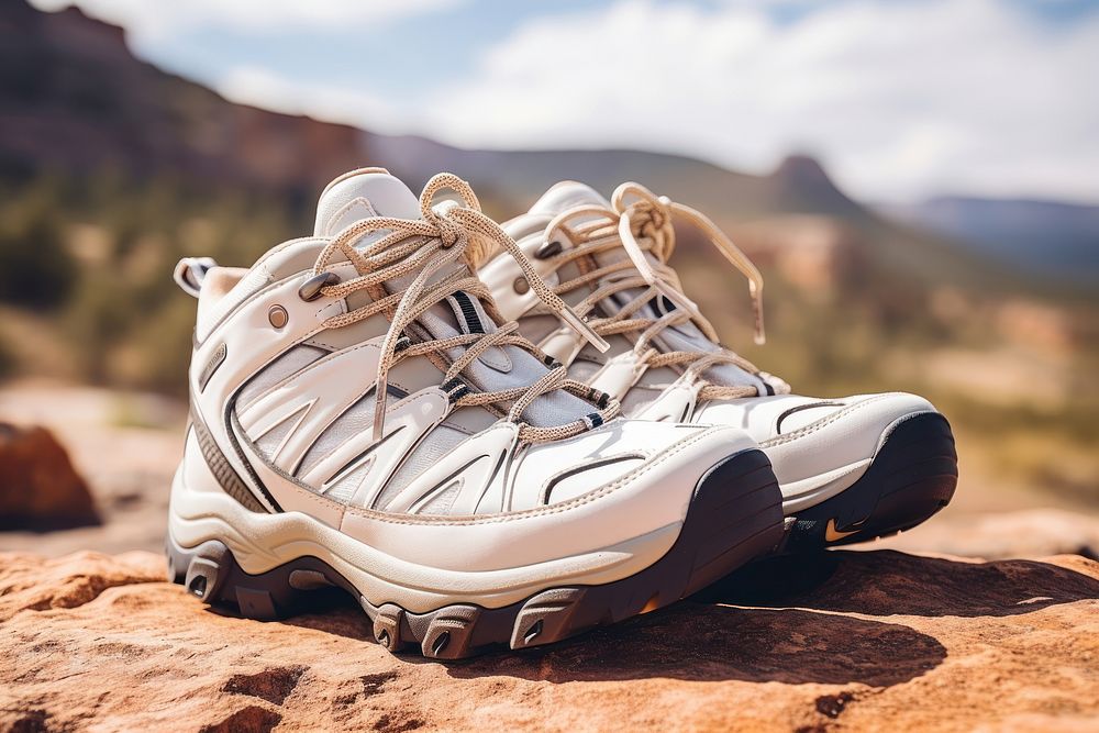 Hiking boots  footwear sports white.