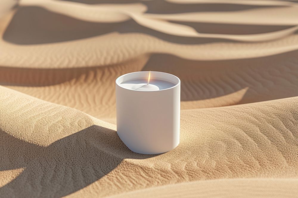 Candle with packaging  sand cylinder lighting.