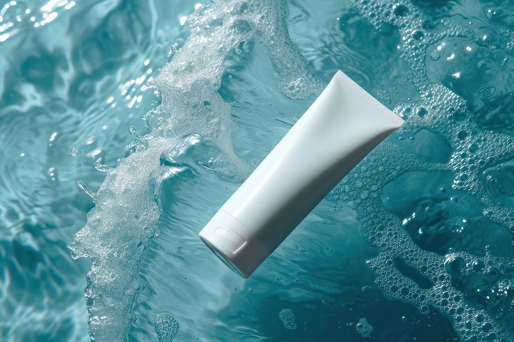 Skincare tube packaging  white underwater toothpaste.