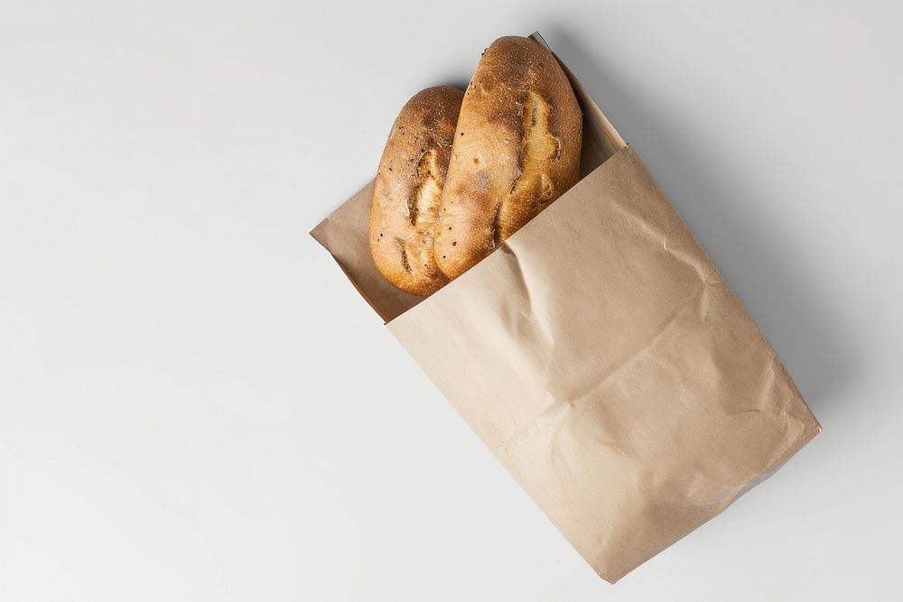 Bakery packaging  bread food white background.