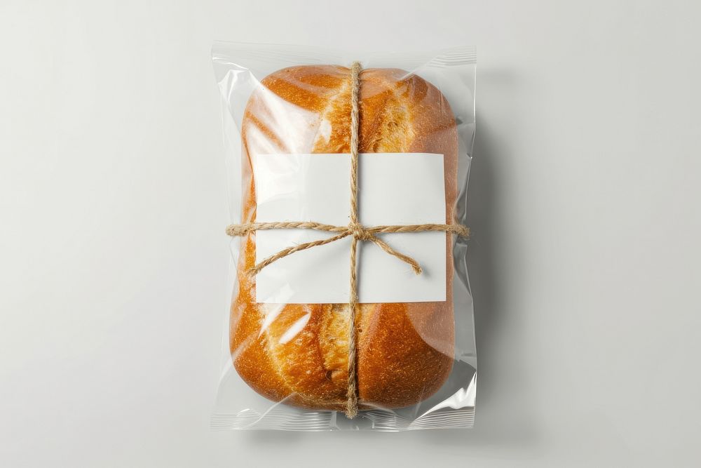 Bakery plastic with blank label  packaging bread food bun.