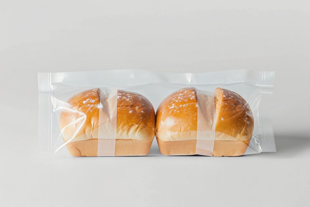 Bakery plastic with blank label  packaging bread food bun.