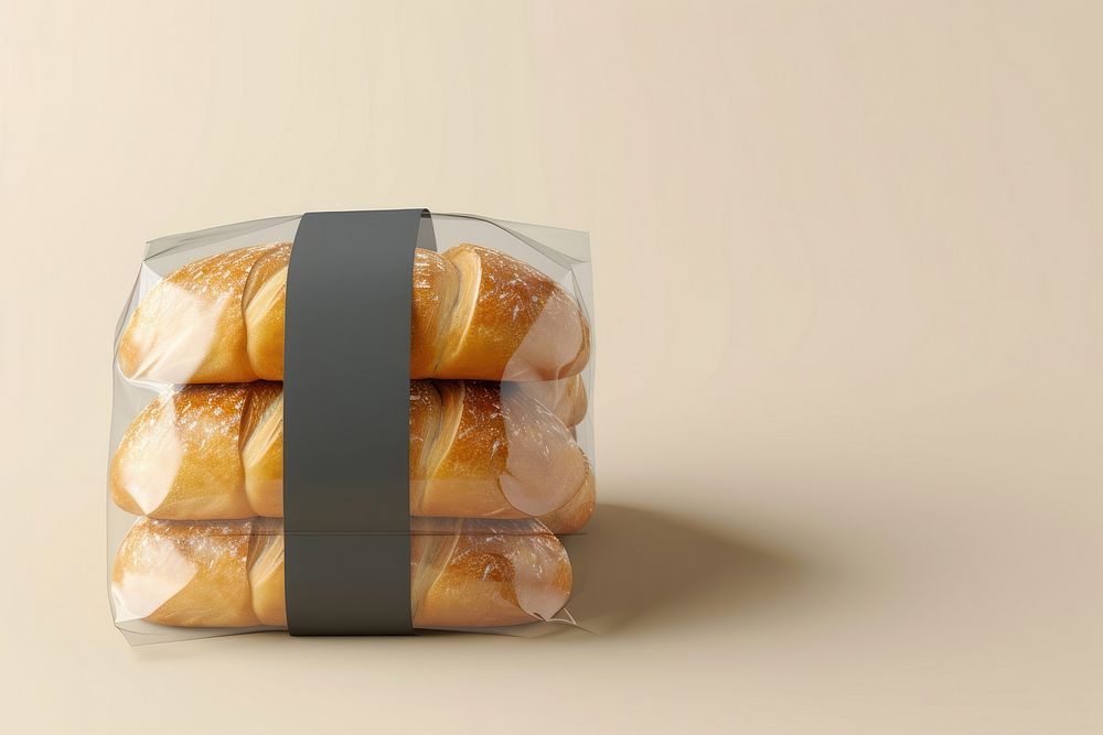 Bakery plastic with blank label  packaging bread food freshness.
