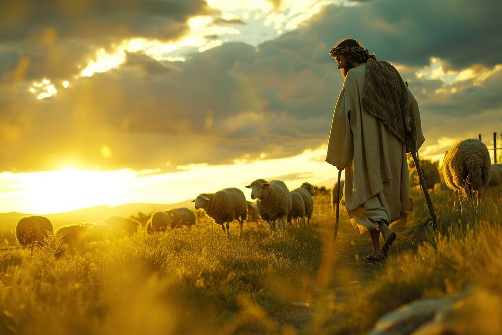 Jesus sheep photography grassland. | Free Photo - rawpixel