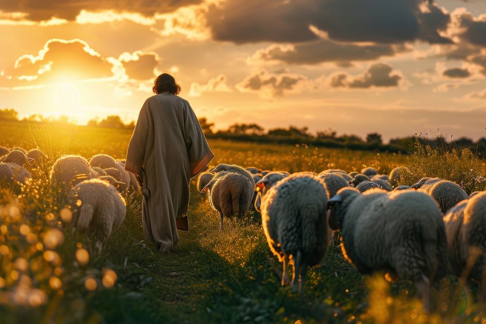 Jesus sheep livestock outdoors.
