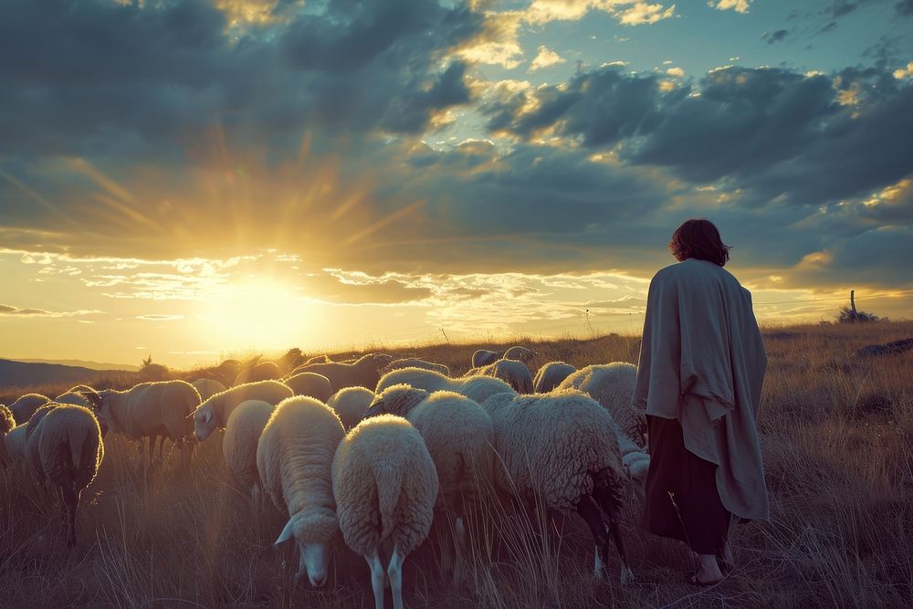 Jesus sheep sky photography. | Free Photo - rawpixel