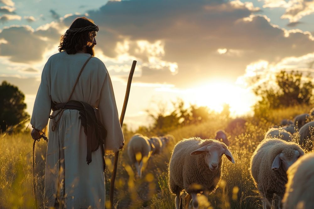 Jesus sheep livestock outdoors.