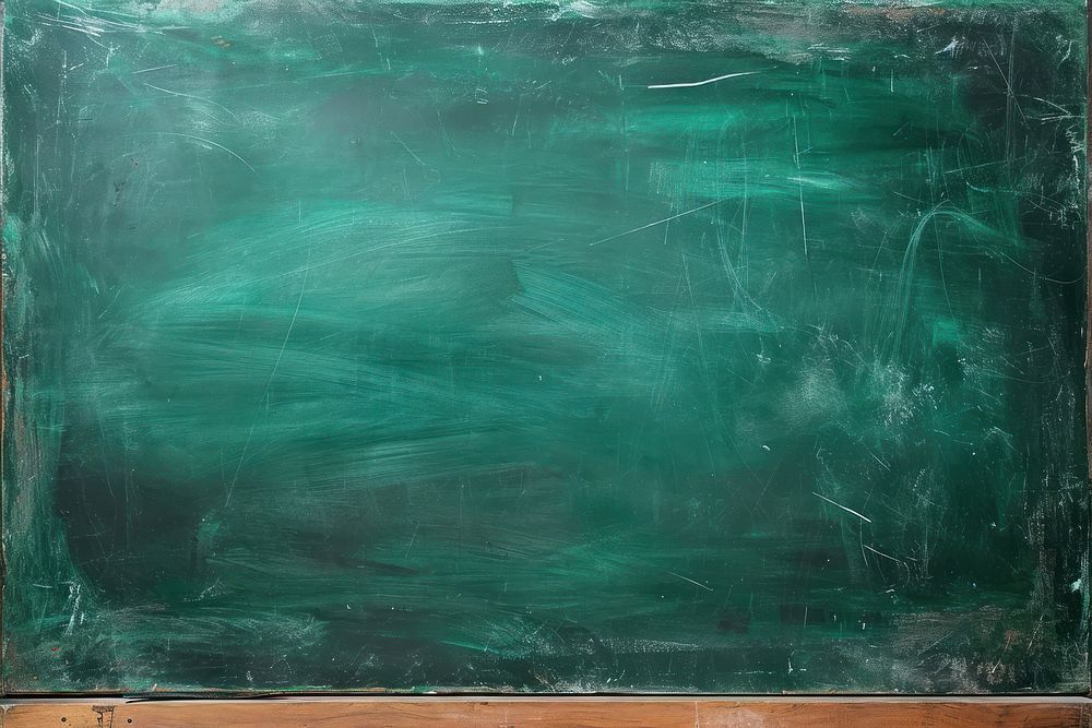 Chalk rubbed out on green chalkboard blackboard intelligence mathematics.