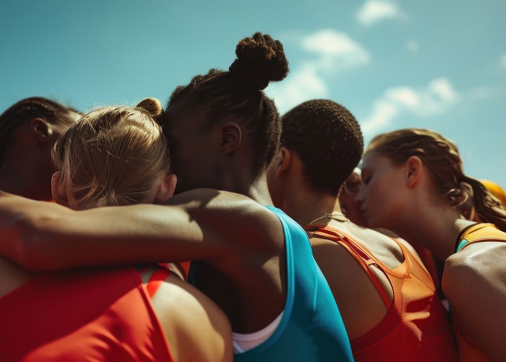 Team unity athlete sports huddle.