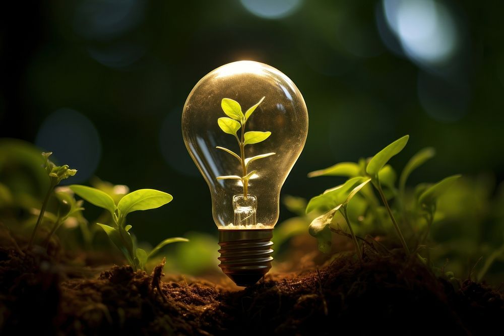 Light bulb with plant light lightbulb electricity.