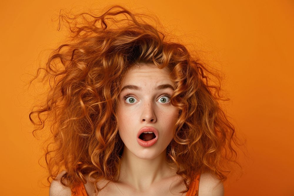 Surprised girl with Big Hair surprised adult hairstyle.