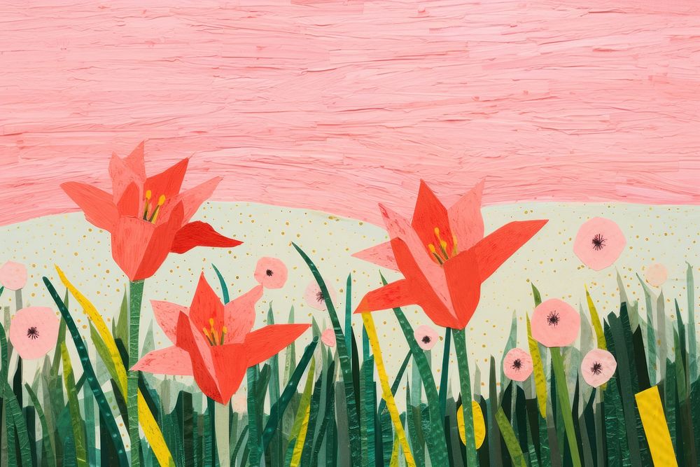 Flower lily field art painting plant.