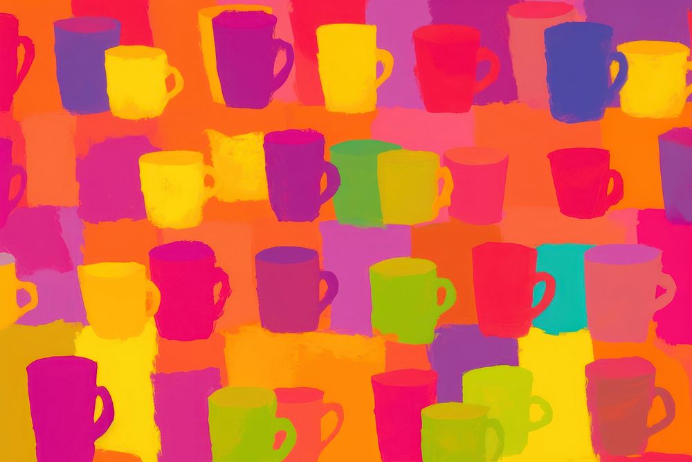 Colorful coffee pattern background painting backgrounds drink.