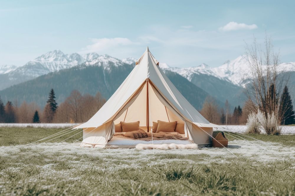 Camping tent  landscape mountain outdoors.