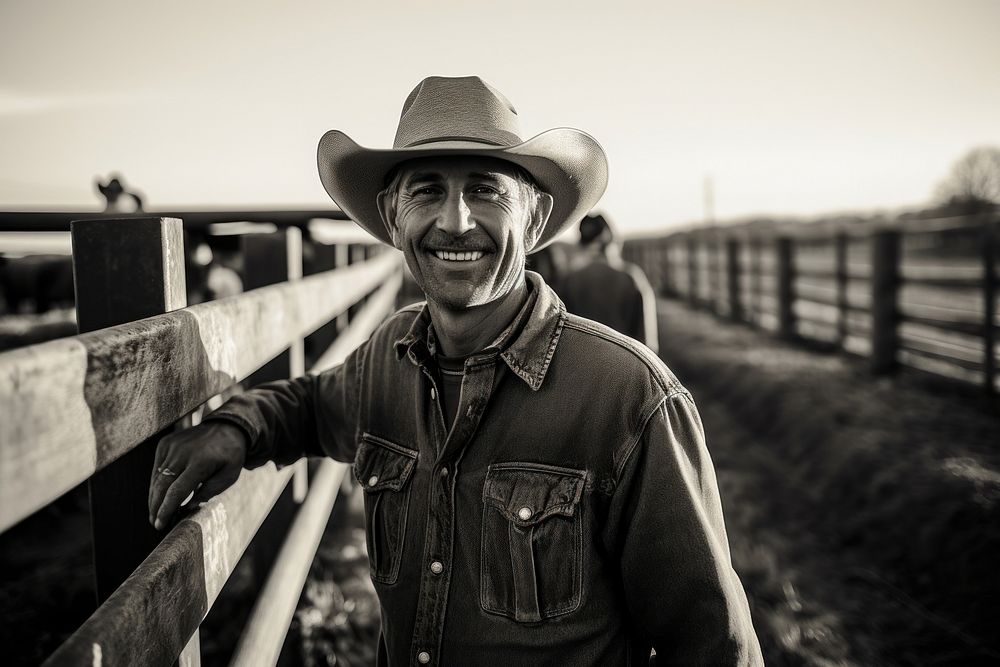 A farmer outdoors portrait smiling.