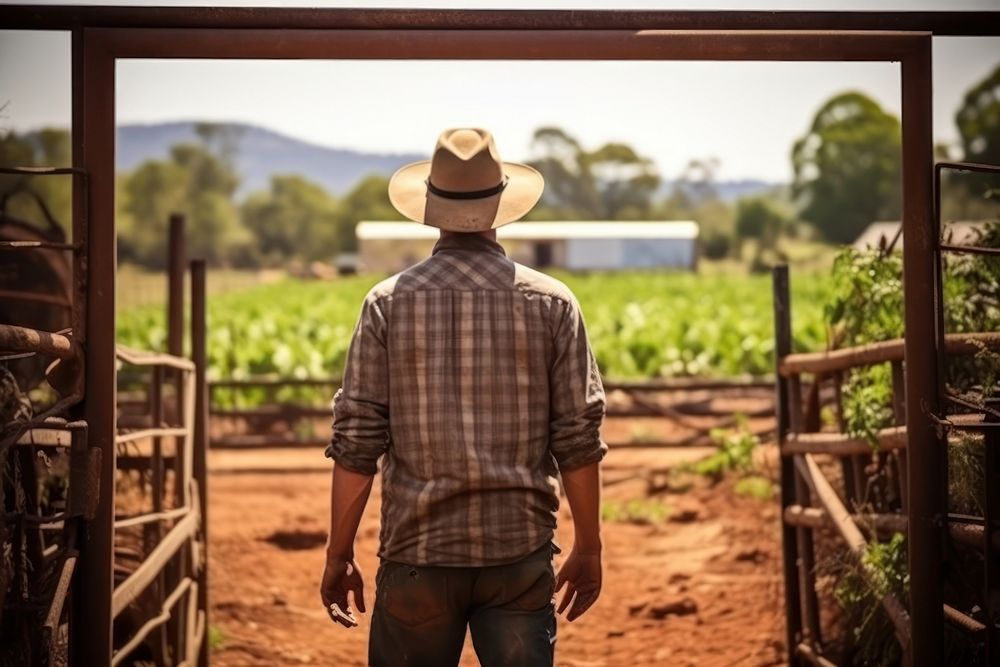 A farmer outdoors vineyard standing.