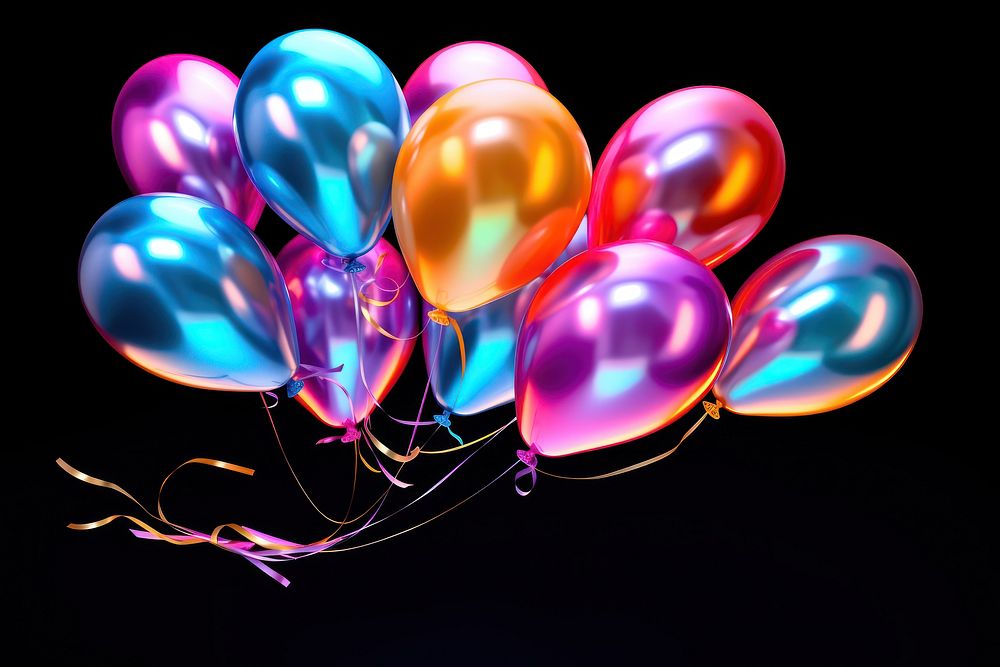 Photo of a foil balloons illuminated celebration anniversary.