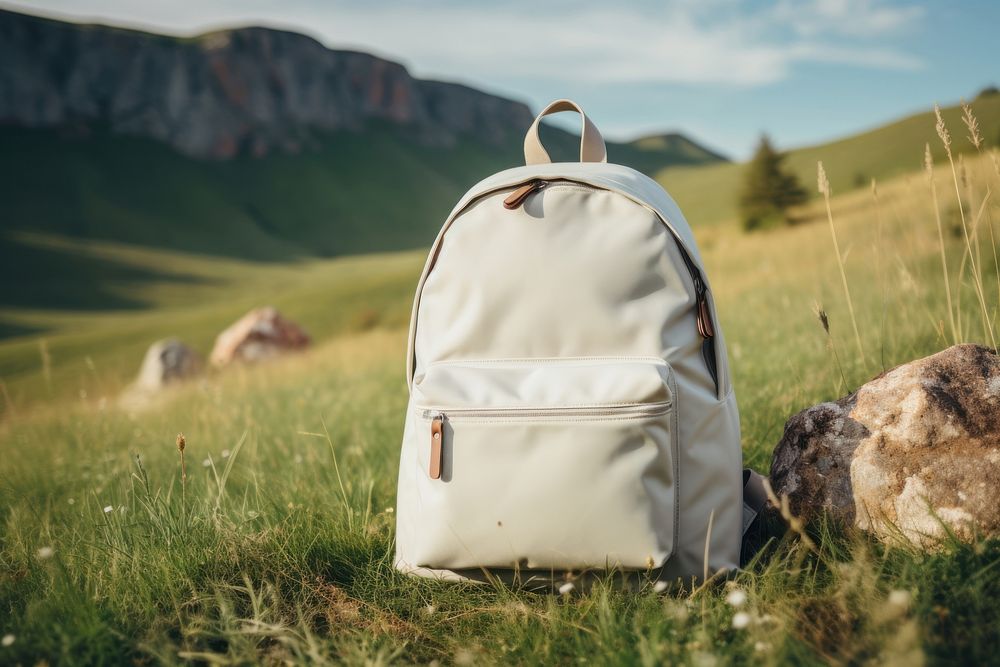 Backpack bag landscape adventure mountain. Free Photo rawpixel