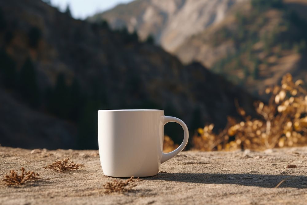 Coffee cup  landscape mountain drink.