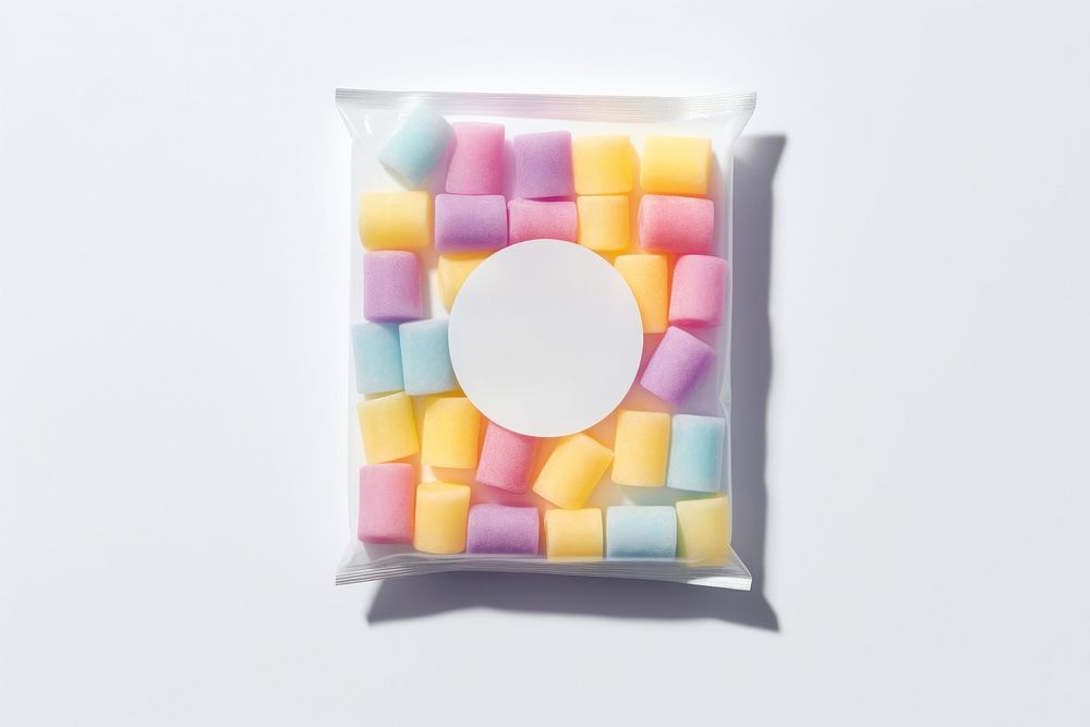Matte candy pack  confectionery dessert white background.