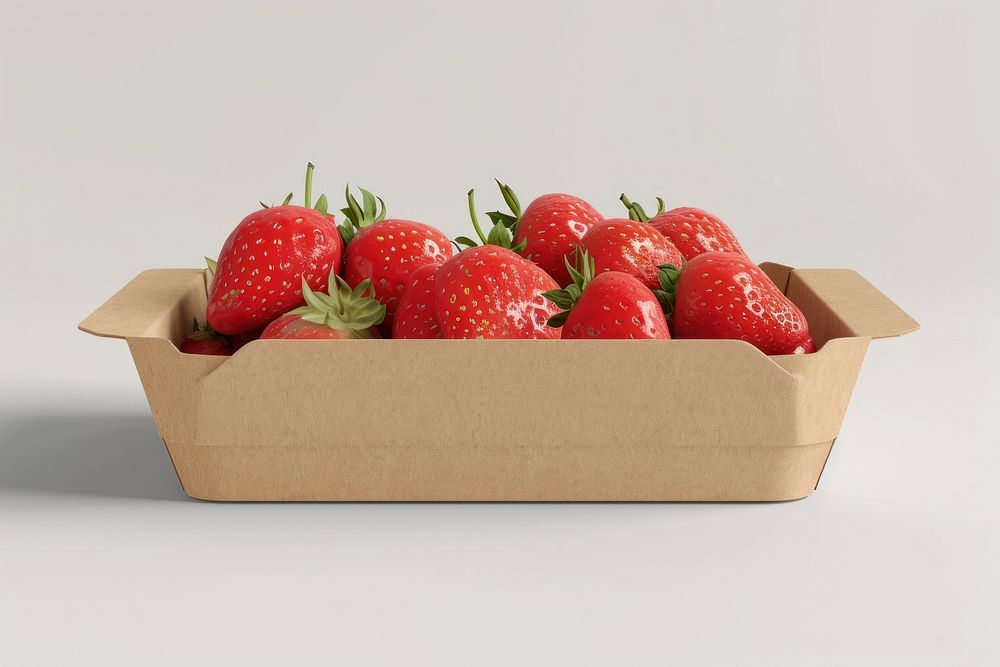 Strawberry box package  fruit plant food.