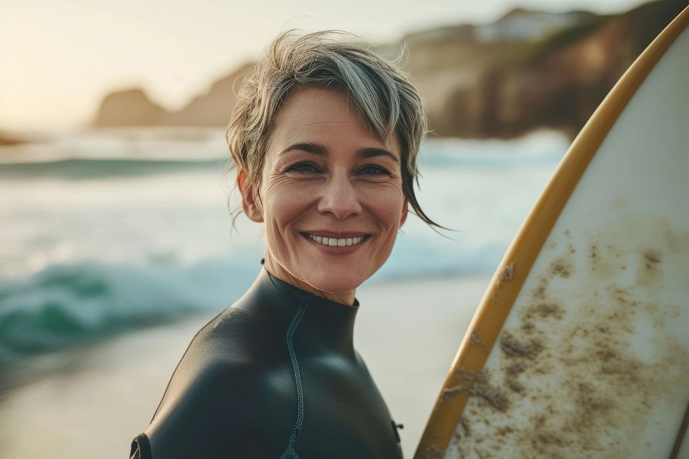 Surfer outdoors smile recreation.
