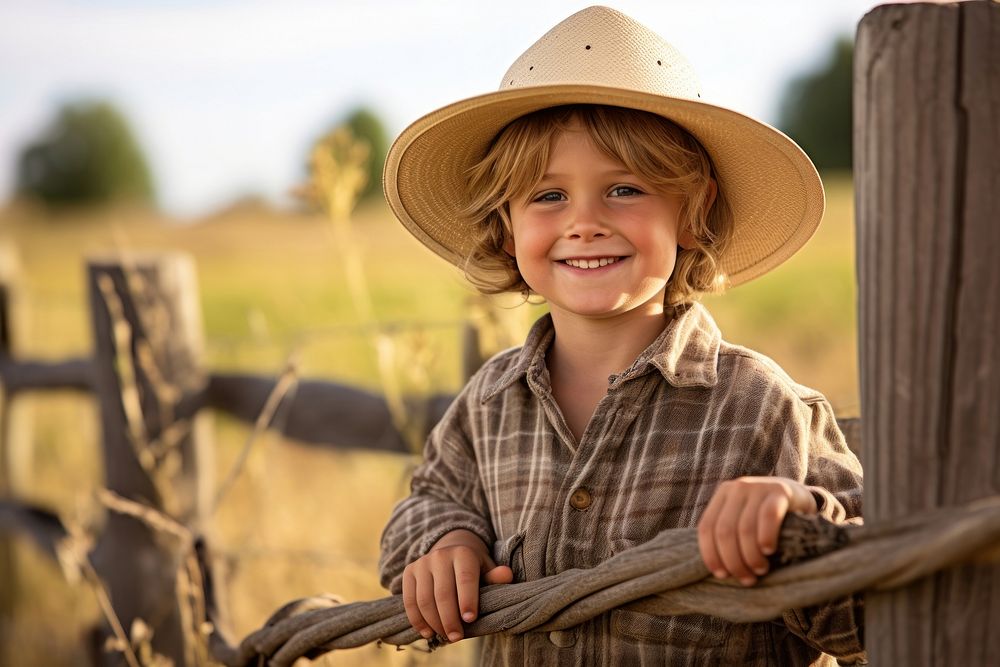 Kid farmers portrait outdoors smiling.