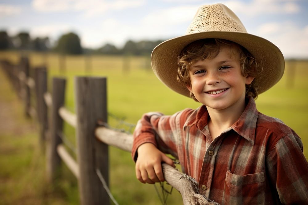 Kid farmers portrait outdoors smiling.