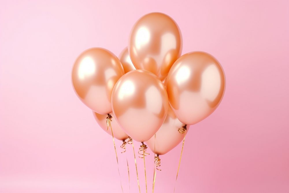 Pink and gold color balloons anniversary celebration decoration.
