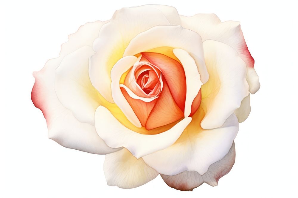 White rose watercolor border flower petal plant.