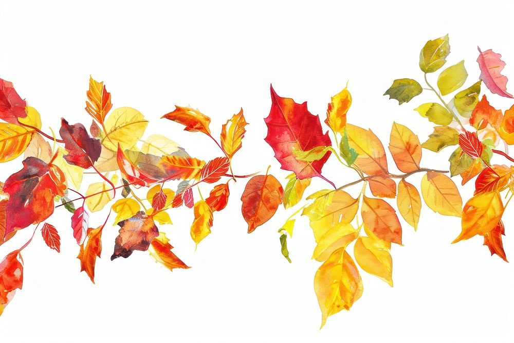 Autumn leaves watercolor border backgrounds plant maple.