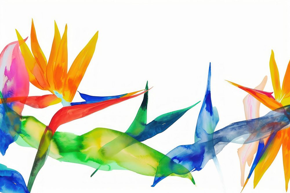 Bird of paradise watercolor border backgrounds white background creativity.
