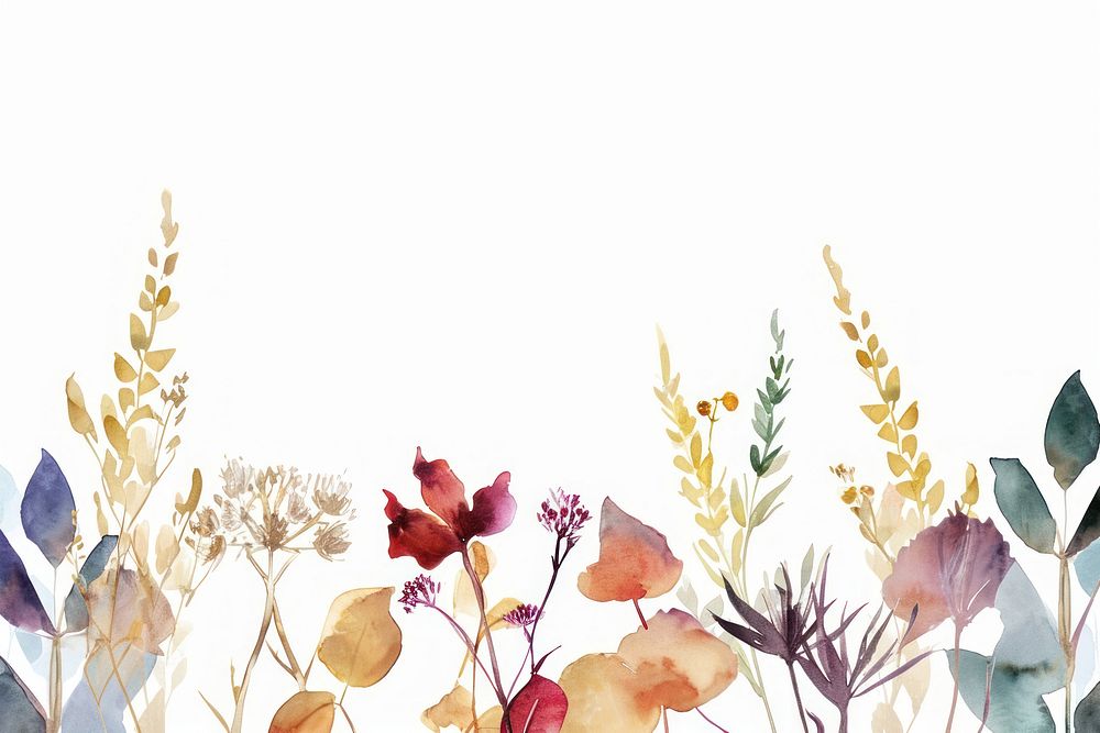 Dried flower watercolor border backgrounds pattern plant.