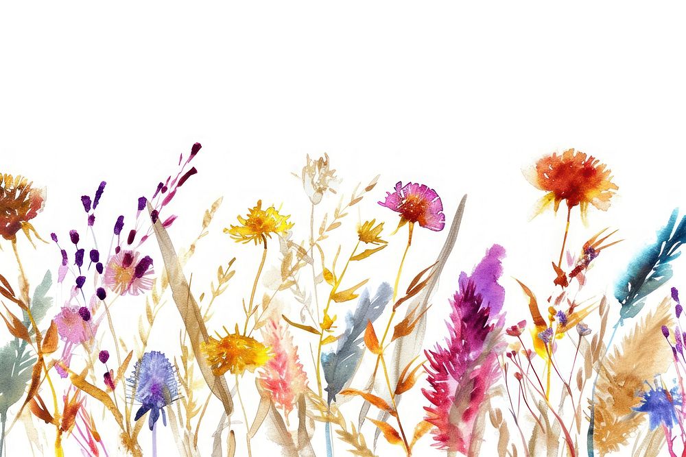 Dried flower watercolor border backgrounds outdoors pattern.