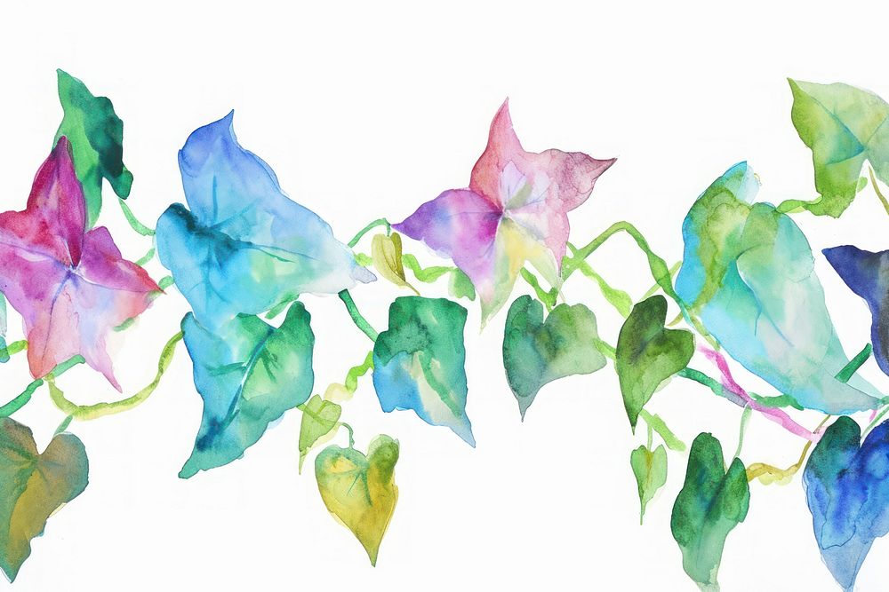 Ivy flower watercolor border backgrounds plant petal.