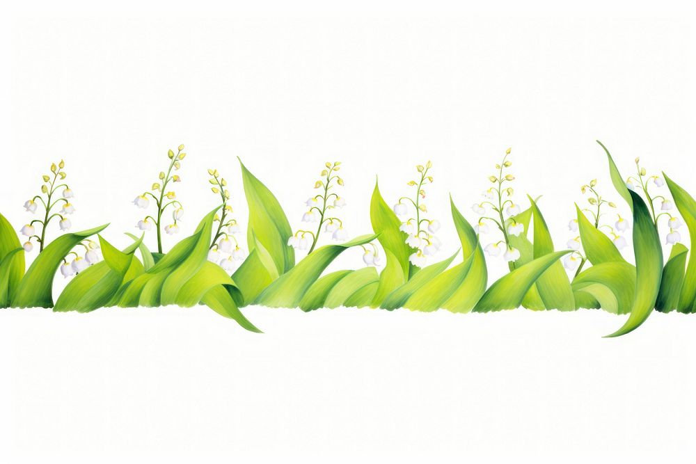 Lily of the valley watercolor border plant grass green.