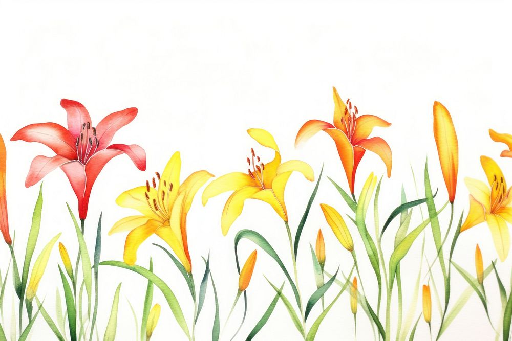 Lily watercolor border backgrounds flower plant.