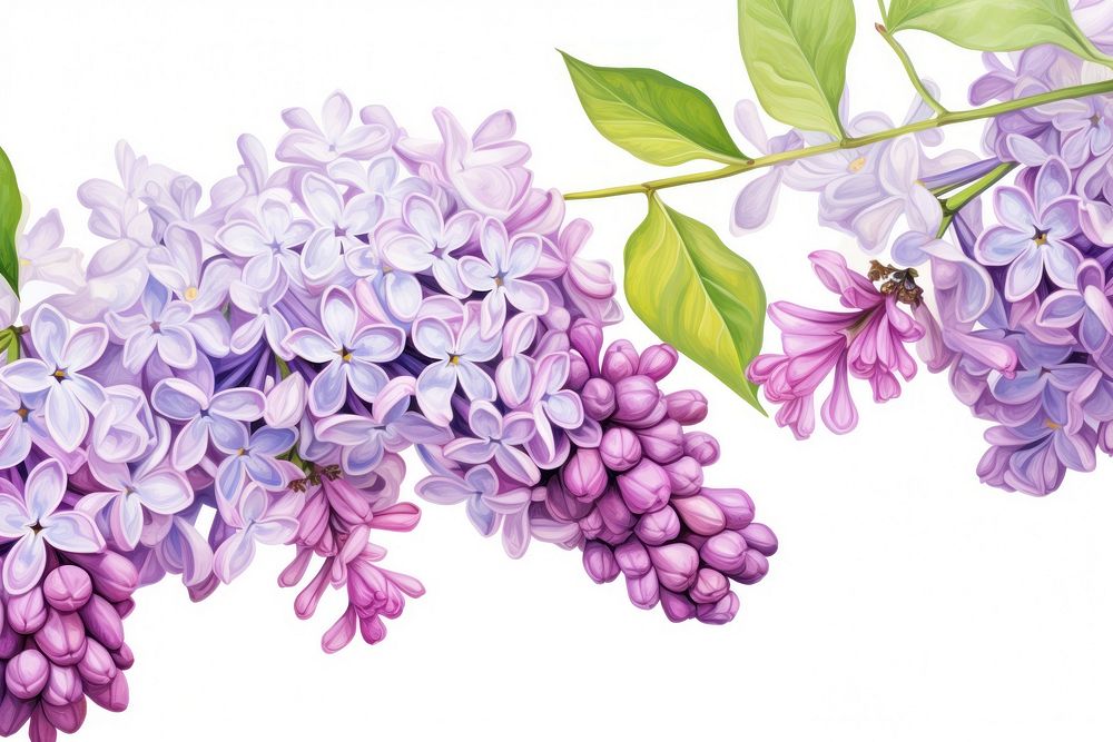 Lilac flower watercolor border blossom plant inflorescence.