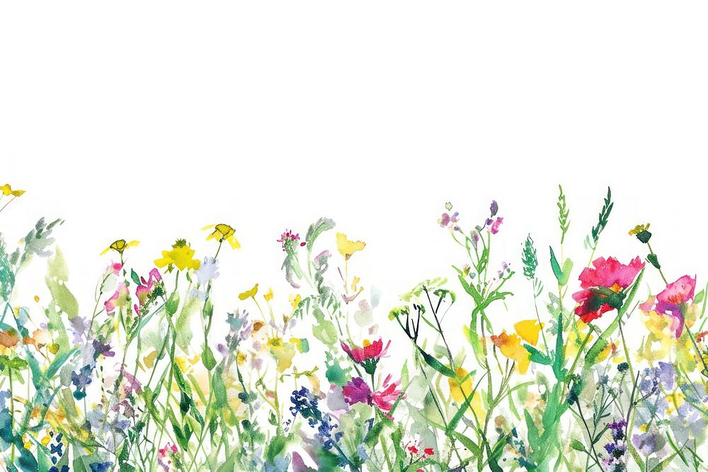 Meadow watercolor border backgrounds outdoors flower.