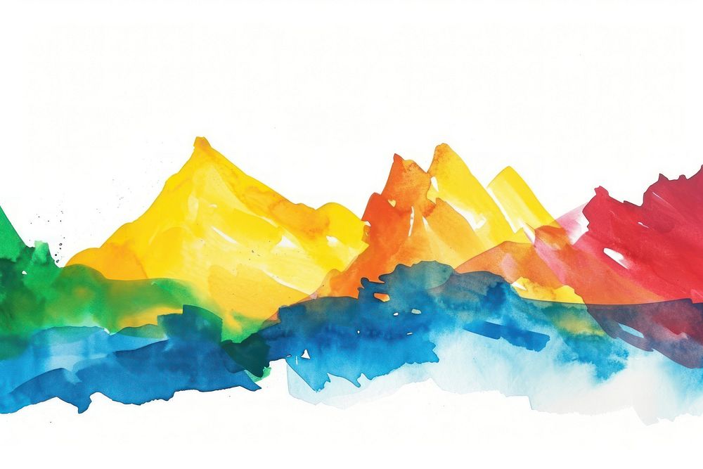 Mountain watercolor border backgrounds painting art.