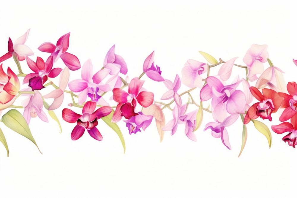 Orchid watercolor border flower petal plant.