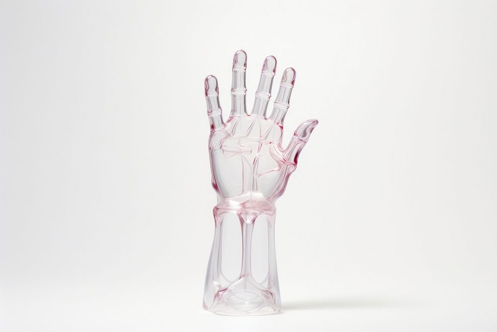 Crystal of hand skeleton white background clothing science.
