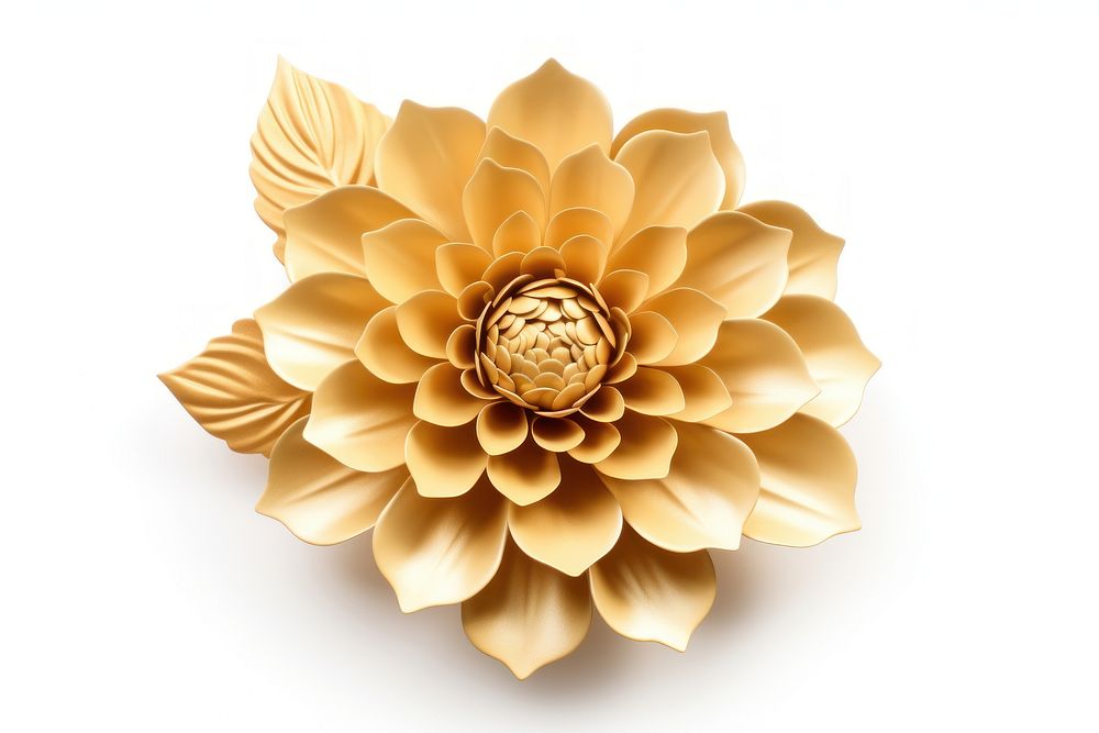 Dahlia flower gold brooch.