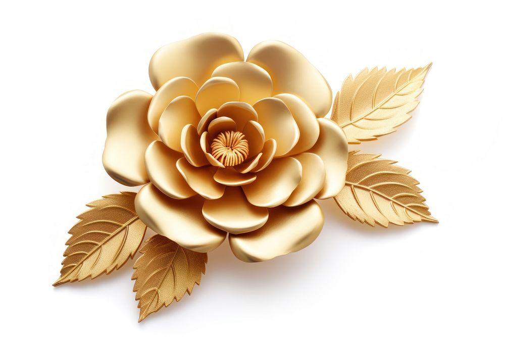 Camellia flower gold jewelry brooch.
